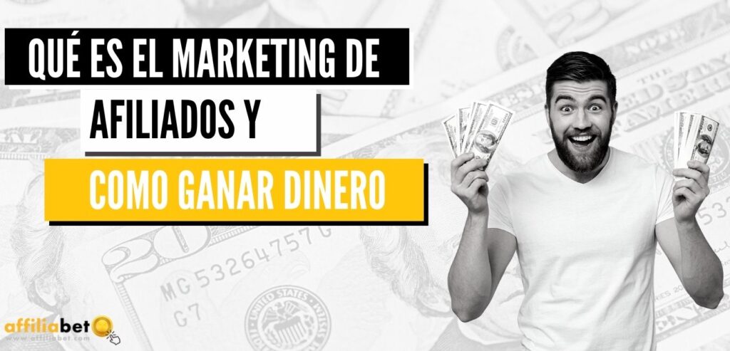 Hombre ganando dinero marketing de afiliación