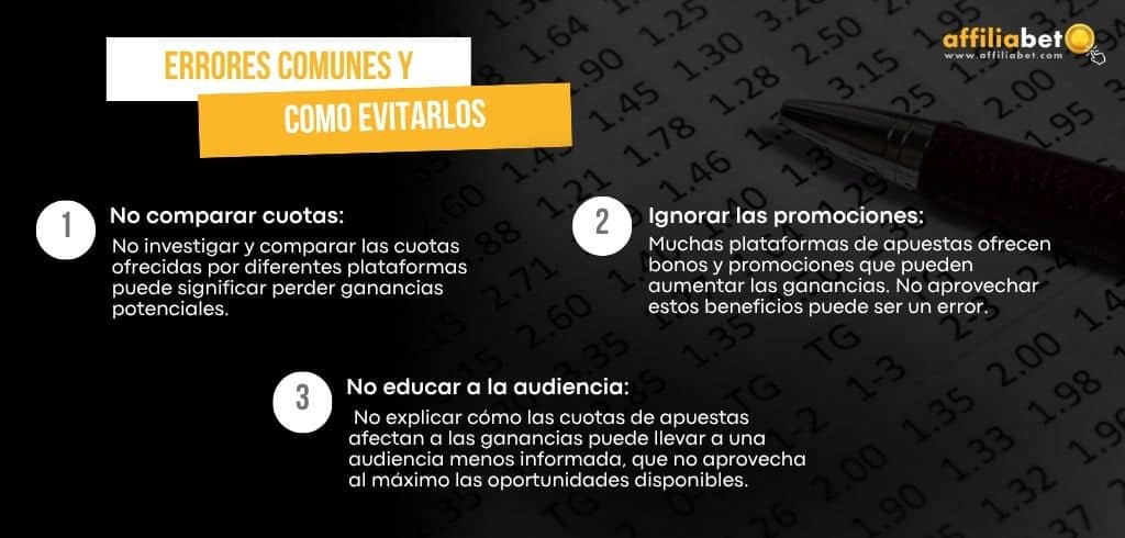 Errores comunes cuotas de apuestas
